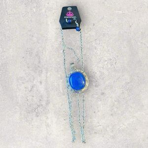 Paparazzi Necklace and Earring Set Silver With Blue Stone